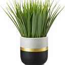 Hollyone Artificial Plants Small Faux Plant Decor Fake Potted Plant Faux Plants in Pots Fake Grass Pot for Home Table Office Desk Room Bathroom House Indoor Decorative Gifts