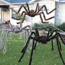 JOYIN 3 Pcs Halloween Spiders Outdoor Decoration, Halloween Decor Outside, Fake Hairy Giant Spiders for Yard Lawn Porch Decor Indoor Haunted House Scary Prop (59Black, 47 Brown, 35 Grey)