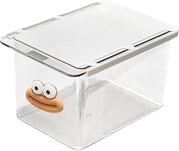 AFIAFTY Under Desk Drawer Organizer - Wall-Mounted Dust-Proof Clear Pull-Out Storage Box with Cartoon Design, Stackable Slide-Out Drawer for Desk, Kitchen, Bathroom, Makeup, Cotton Swabs, Stationery
