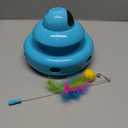 Cat Toys,4-in-1 Automatic Kitten Toy for Bored Indoor Adult Cats,lectric Flying Butterfly,Whack a Mole,Feather Track Balls,Blue