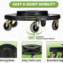 Alpine Rolling Brute Trash Can Dolly - Trash Can Dolly with Wheels/Trash Can Roller Base for Round 20, 32, 44, or 55 Gallon Garbage Bins, Heavy Duty Holds Up to 500lbs (Black)