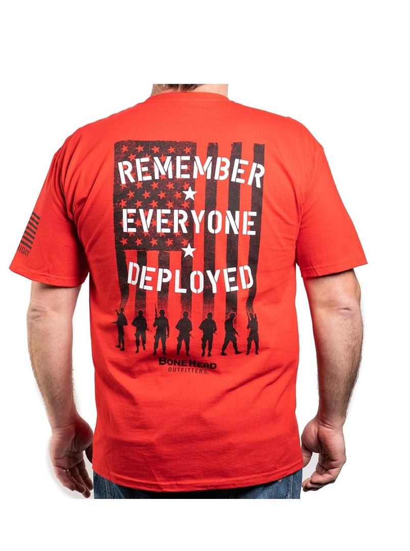 Bone Head Outfitters Classic Red - Remember Everyone Deployed R.E.D. Friday T-Shirt, Large