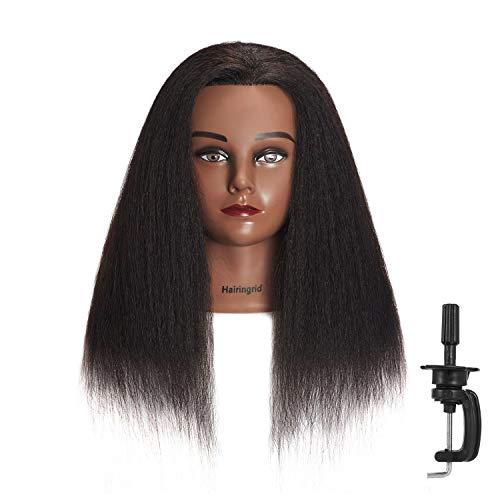 Mannequin Head 100% Real Hair Hairdresser Cosmetology Mannequin Manikin Training Head Hair and Free Clamp Holder