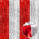 3 Pcs Tinsel Fringe Curtain Backdrop for Party Decoration Easy to Install for Birthdays Weddings Photo Booths and Celebrations White/Red