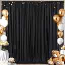 8x10FT Black Backdrop Curtains for Wedding Parties, Wrinkle Free Polyester Photo Backdrop Drapes for Graduation Photography Baby Shower Birthday Stage Background Stand Decorations 4x10ft,2 Panels