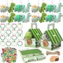 Remuuly 88 Pcs 12 Sets Dinosaur Party Favor Mini Dinosaur Stuffed Animals Bulk Plush Keychains Bracelet Gift Box Sticker for Adopt an Animals Favors Birthday Goodie Bag Supplies Fillers Stuffers