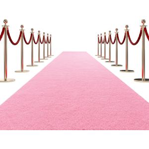 HOMBYS 450 GSM Extra Thick 3x10 ft Pink Carpet Runner for Partys & Events, Heavy-Duty Felt Aisle Runway Rug for Steps, Prom Proposal & Wedding Ceremony Decorations, Hollywood Oscars for VIP Awards Pink, 3' x 10' (Rectangular)