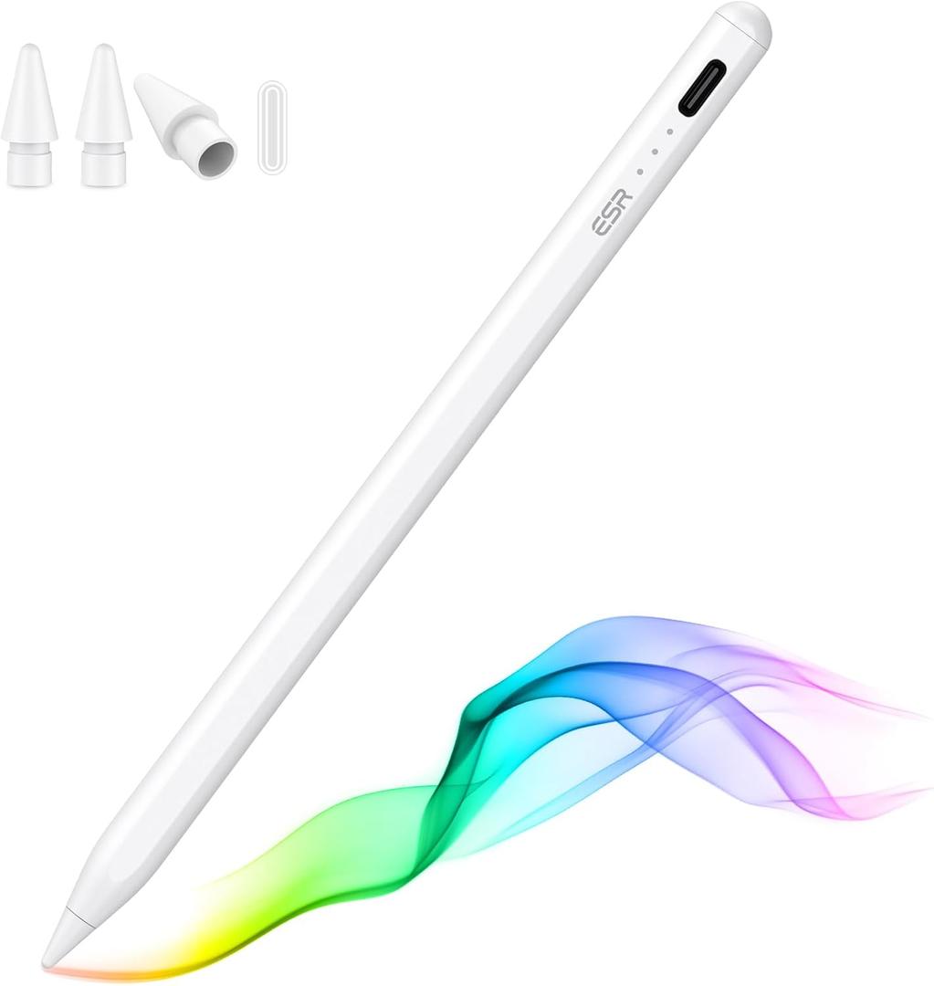 ESR Pencil (1st Generation) for iPad 20182025, Tilt Sensitivity, Palm Rejection, Compatible with iPad 11th(A16)/10th Generation,Air 11"/13", Pro 11"/12.9"/13",Mini 6/5, White