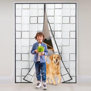 Insulated Door Curtain - 34x82 inch Magnetic Thermal and Insulation Cover Self-Closing Privacy Screen Door Keep Cold/Heat Out Stop Wind for A/C Room Home Entryway Kitchen Back Door