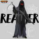 Spooktacular Creations Glowing Eyes Grim Reaper Costume for Kids, Scary Halloween Costume for Boys (Black)