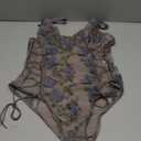 Butterfly Embroidered Mesh Teddy Bodysuit Lingerie, Small