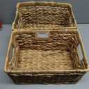 StorageWorks Wicker Basket, Baskets for Organizing, Storage Basket with Built-in Handles, Water Hyacinth Shelves (Medium 2-Pack, Natural Hyacinth) (13"D x 8"W x 7"H)