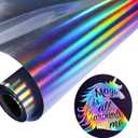 Holographic Silver Heat Transfer Vinyl HTV 12in x 6ft Metallic Rainbow Iron On Vinyl for T-Shirt Glitter HTV DIY Heat Press Design for Clothing (Holographic Vinyl 12" x 6ft)