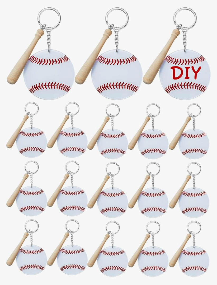 Taiyin 18 Set Large Size Baseball Softball Acrylic Keychain Bulk for Sublimation Vinyl Sticker DIY Softball Bag Tag