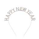 Soochat Happy New Year Headband Tiara Sparkly Rhinestones Happy New Year Hair Hoop Crystal Headpieces for New Year Eve Party Supplies Favors (Silver)
