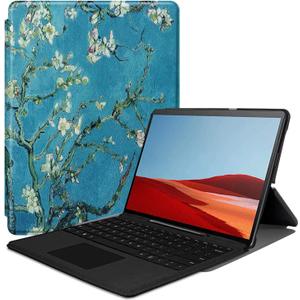 for Microsoft Surface Pro X 13" Leather Case, Ultra Slim Folio Stand Lightweight Cover for 13 inch New Surface Pro X 2019 2020 Release(Fit Tablet with Type Cover Keyboard) (Apricot Blossom)