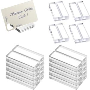 14 Pcs Acrylic Sign Holders, Clear Card Display Stands, Wedding Place Card Holders Table Number Stands for Photos Office Menu Meeting(2 x 1.2 x 0.4in)