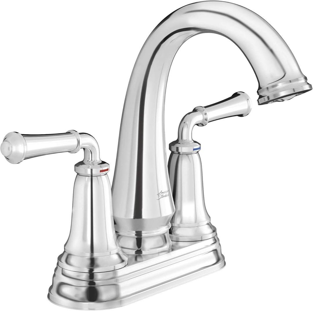 American Standard 7052214.002 Delancey 4-Inch Centerset Faucet with Red and Blue Indicators Polished Chrome