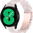 Resin Watch Bands Compatible with Samsung Galaxy Watch 7/6/5/4/FE 40mm 44mm, Galaxy Watch 6/4 Classic 42mm 43mm 46mm 47mm/5 pro 45mm/3 41mm,20mm Wristband for Women Men (Pink Flower)