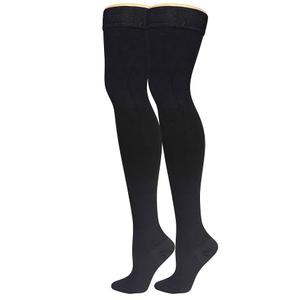 NuVein Men's Compression Socks, 20-30 mmHg Support, Dress Trouser Style, Thigh High Length, Black, Large