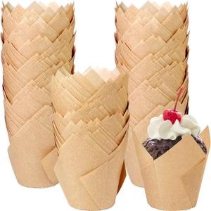 250Pcs Tulip Cupcake Liners,Parchment Paper Cupcake Liners,Muffin Liner for Baking in Standard Size,Cupcake Liner Paper for Party,Weeding,Birthday, Christmas,Valentines (Natural)