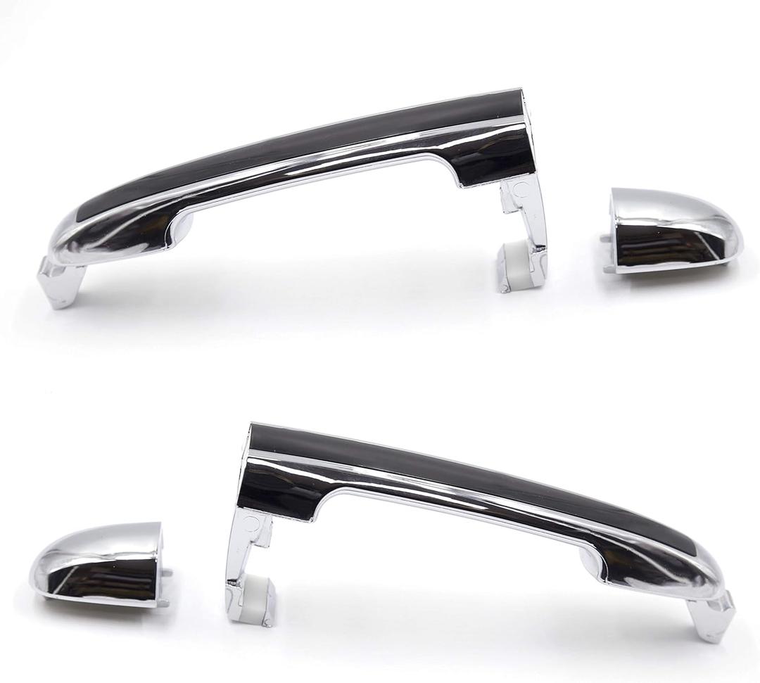 Rear Left Right Pair Outer Chrome Black Door Handle Grip For Hyundai Sonata 2005 2006 2007 2008 2009 2010