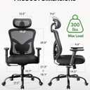 Marsail Ergonomic Office Chair Ergonomic Gaming Chair with Lumbar Support, 2D Headrest, Adjustable Armrests, Contoured Seat Cushion, Computer Desk Chair with Wheels for Home and Office (Dark), With Headreast