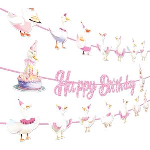 2 x 3pcs Goose Theme Garlands Banner Cute Farm Animal Geese Party Banner Pink Bow Silly Goose Birthday Bunting Decor Farm Animal Themed Party Celebrations for Girls Boys Birthday, Baby Shower Decor 2 x 3pcs Goose Theme Garlands Banner Cute Farm Animal Geese Party Banner Pink Bow Silly Goose Birthday Bunting Decor Farm Animal Themed Party Celebrations for Girls Boys Birthday, Baby Shower Decor