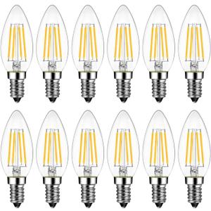 ANWIO B11 LED Filament Bulb E12 Candelabra Base 4.5W(60W Equivalent), Dimmable 2700K Warm White Chandelier Decorative Candle Light Bulb, B11 Chandelier Light Bulbs (12-Pack)