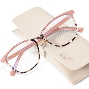 Madison Avenue TR90 Blue Light Blocking Glasses Anti Eyestrain UV Glare Blue Light Glasses for Women TV Phone Computer Gaming Eyeglasses (Pink Tortoiseshell)