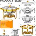 Chafing Dishes for Buffet Set 6.5QT, 4 Pack Round Dish Buffet Servers and Warmers with Glass Lid High Grade Stainless Steel Food Warmers for Parties, Christmas Gatherings, Weddings, Catering, Gold