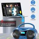 Greadio Boombox CD Player for Home with Bluetooth, Portable CD Player Boom Box with FM Radio, Stereo Sound, AC/Battery Powered, CD/CD-R/RW Compatible, Support AUX/USB/Headphone (Blue)