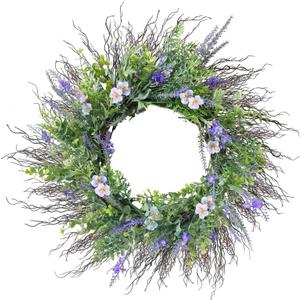 Beinhome Lavender Wreath for Front Door, fo Mom, Hand-Made Spring Wreath for Outdoor, Home, Porch, Wall or Window,  Purple Lavender Wreath