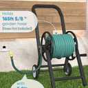 Artigarden Garden Hose Reel Cart with Wheels, Holds 165 ft of 5/8 Hose Outdoor Heavy Duty Powder-coated Steel Water Storage Holder Rack with 3.9 Ft Leader Hose for Outside Lawn Yard, Black