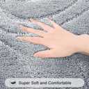 HEBE Bathroom Rugs Sets 5 Piece, Soft Absorbent Microfiber Bath Mat for Bathroom, Non Slip Washable Bath Rug Set with Toilet Cover, Bath Runner and U-Shaped Contour Toilet Rug, Light Grey