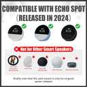 Wall Mount Holder Compatible with Echo Spot 2024, Outlet Mount with Hidden Cable Management, Space-Saving Shelf for Bedroom, Kitchen, Living Room, No-Drill Installation (White)