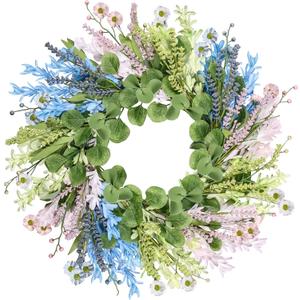 Wreaths for Front Door, 26 Inch Macaron Forsythia Floral Wreath | Summer Spring Door Wreath for All Seasons for Indoor Outdoor Home Wall Window Office Wedding Farmhouse Easter Decor (Macaron)