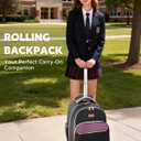 Arcoyard Rolling Backpack for Women, 17 Inch Laptop Backpack With Wheels for Adults, Large Water Resistant Wheeled Carry On Luggage Roller Bag, Flight Approved for Work, Travel, College, Black Purple