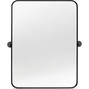 18" x 24" Pivot Rectangle Bathroom Mirror Tilting Beveled Black Metal Framed Vanity Mirrors for Wall, Tempered Glass
