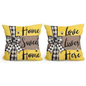 2 PCs Pillow Covers, Housewarming Gifts New Home Throw Pillow Covers 18x18, Bee Decor House Warming Gifts, Pillow Cases Decorative Cushion Covers Pillowcase Living Room Home Decor for Car Couch Bed (Polychromatic114)