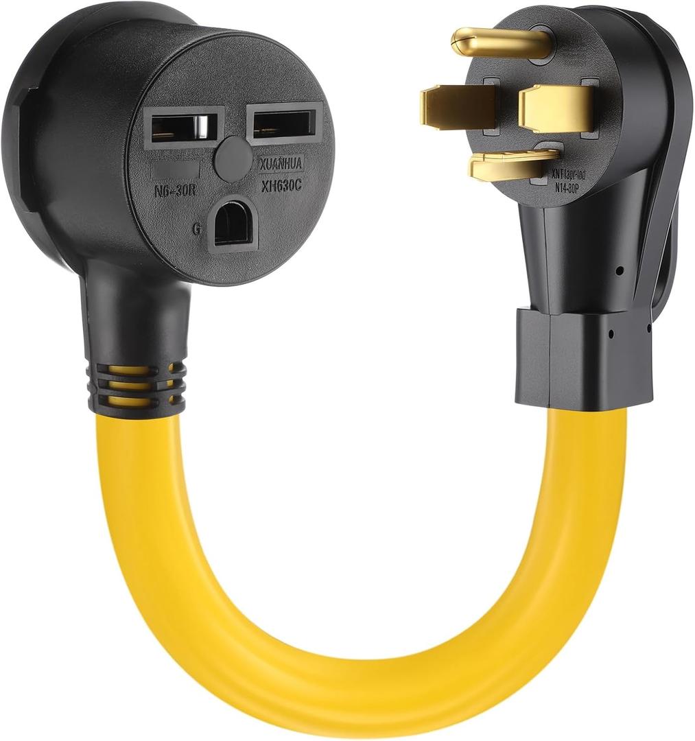 4 Prong to 3 Prong Dryer Adapter Compatible with NEMA 14-30p to 6-30r 240V 50 Amp Male Plug 30 Amp Female Receptacle Heavy Duty Generator EV Charger Cord Power Adapter, ETL Listed