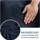 H.VERSAILTEX Rich Velvet Stretch 2 Piece Cover Chair Slipcover Sofa Cover Furniture Protector Couch Soft with Elastic Bottom Chair Couch Cover with Arms Width Up to 49 Inch (Chair, Navy)