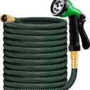 HBlife Garden Hose 200ft, Non Expandable Water Hose with 8 Watering Spray Nozzle, Flexible Lightweight Hose for Yard, Lawn, Car Wash and Outdoor (Black)