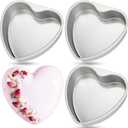 Mifoci 3 Pieces 10 Inch Heart Shaped Cake Pans Aluminum Cake Pans Silver Heart Baking Mold for DIY for Kitchen Wedding Party