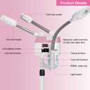 Professional Facial Steamer, 3 in 1 Facial Steamer with 5X Magnifying Lamp Hot&Cool Mist, Esthetician Steamer on Wheels, Stand Face Steamer with Time Setting for Home Salon Spa