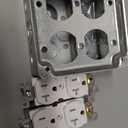 Outlet Box Kit, Includes 4x4'' Welded Metal Electrical Box, 2 Tamper Resistant 20 Amp Duplex Receptacle Outlets, Duplex Receptacle 4x4'' Cover, 16 Knockouts, Green Pigtail Grounding Wire and Screw