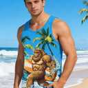 RAISEVERN Mens Tank Tops Summer Sleeveless Tee Cool Workout T-Shirts Beach Novelty Undershirts (X-Large, Blue Brown Green)