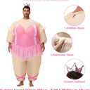 Poptrend Inflatable Ballet Costumes for Adult Funny Blow up Fat Costume with Crown Headband Halloween Party Role Play (Pink) (Pink)