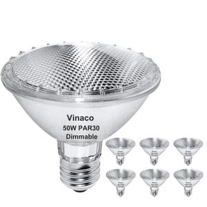 Vinaco PAR30 Halogen Bulb 50W 120V E26 Base, 6 Pack PAR30 Short Neck Halogen Long Lifespan50W PAR 30 Dimmable 3000k Warm WhiteHigh Out PAR 30 Flood Light Instead for Flood Light Bulb Outdoor.