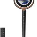 Dreo Fan for Bedroom, 120+120Omni-directional Oscillating Fan, DC Motor, 20 dB Quiet Standing Pedestal Fans, 90ft, 8 Speeds, 3 Modes Circulator with Remote, 35-40"Adjustable Height, 8H Timer, Black